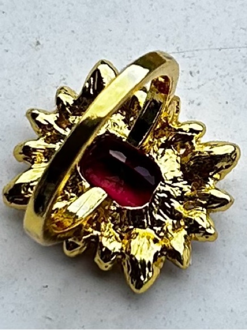 Gold plated Red Gem Statement Ring - Picture 5 of 7